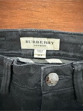 Burberry Black Denim Jeans with Branded Button, Size 24R